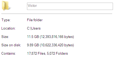 Victor (Personal) folder size